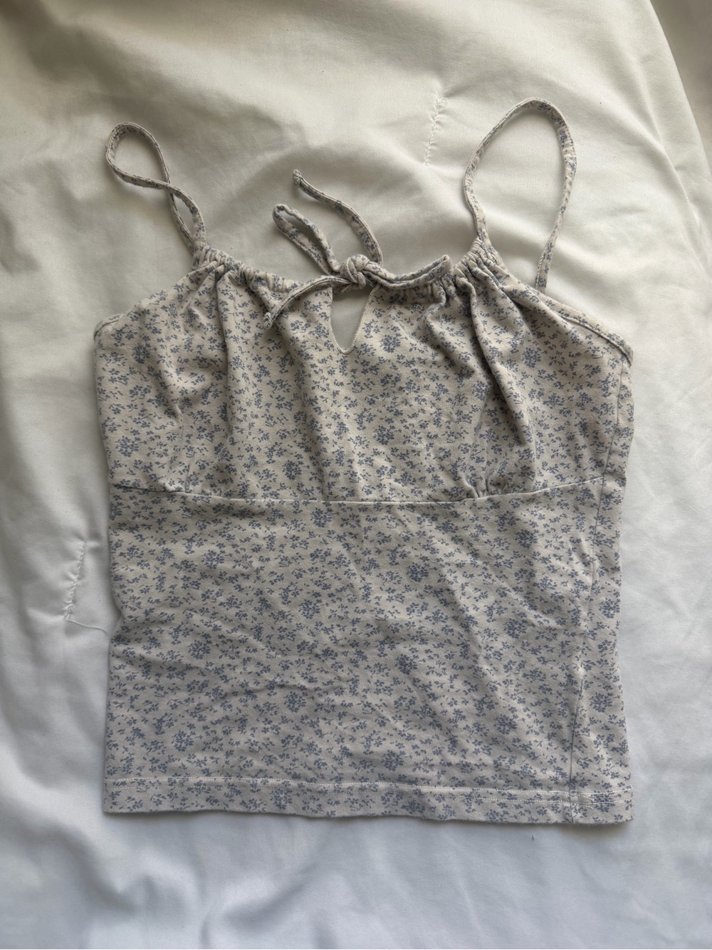Brandy Melville Cream Cami with Blue Floral Print